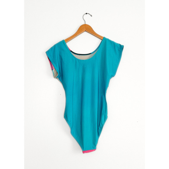 Vintage 90s Disney Mickey Mouse Blue Pink Exercise Jazzercise Leotard One Piece - Picture 2 of 15